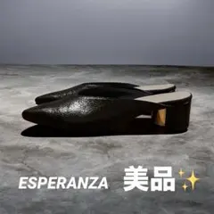 ESPERANZA ポインテッドトゥ ミュール ブラックのサムネイル