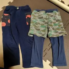 ネイビー ドット柄ポケット付きパンツとクジラ柄　2点