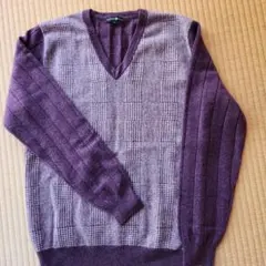 TAKASHI MAYA Vネック チェック柄 ニット Mサイズ　美品