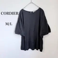 コルディア◇パフスリーブ カットソー トップス 黒 M L ゆったり 綿100%のサムネイル
