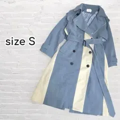 韓国ブランド　バイカラートレンチコート　ウエストリボンベルト