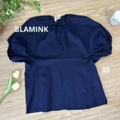 美品 ブラミンク コットンシルク バックジップ ブラウス◇ブルー