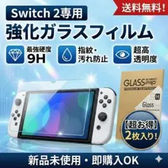 Switch2 Nintendo ガラスフィルム 9H 2枚 指紋防止 気泡ゼロ