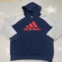 adidas フード付きパーカー 130cm ネイビー/グレー