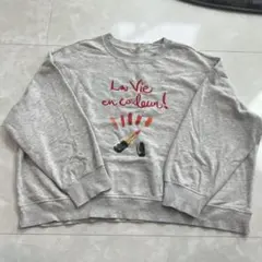H&M グレー プリントスウェット XL 身幅広め