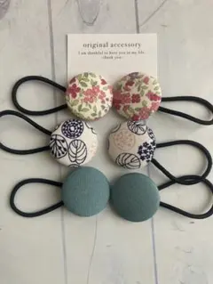 220613-3‪ꫛꫀꪝ 小花と北欧、くすみブルーのヘアゴム