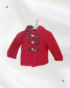 赤いフード付きダッフルコート（サイズ95cm）