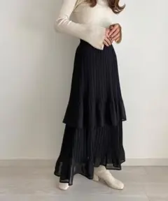 プリーツティアードスカート　Lサイズ