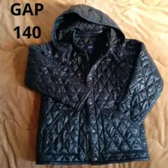 GAP 140 ジャケット　コート　フード取り外し　ブラック　キルティング