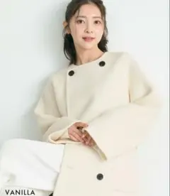 ノーカラー2WAYリバーミドルコート VANILLA