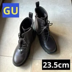 GU レースアップ編み上げブーツ　ダークブラウン　23.5