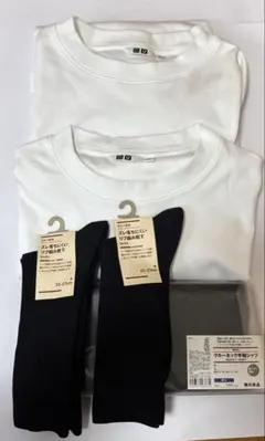 無印靴下2足 無印半袖Tシャツ黒 ＬUNIQLO AIRismTシャツM2枚