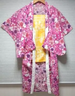 ハローキティ 浴衣　帯　 ピンク 桜柄 キッズのサムネイル