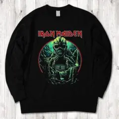 IRON MEIDEN skull バンドT プリント 黒 スウェット XL