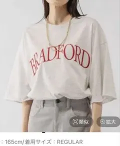 グローバルワーク　Tシャツ グレー赤刺繍　乾きやすいプリント7分袖　ほぼ新品のサムネイル