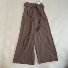 新品　GU ウエストサッシュワイドパンツ　ピンク　S