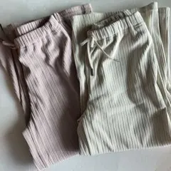 GU GIRLSリブプルオンワイドパンツ 130