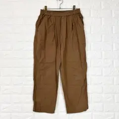 ブラン【M】茶 イージーパンツ ウエストゴム 綿素材 ダボパン 春夏 カジュアル