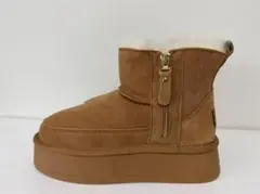 ブラウン スエード ムートンブーツ 厚底
