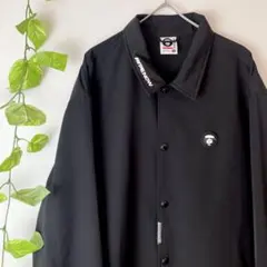 希少 XLサイズ✨アベイシングエイプ コーチジャケット ラバーロゴ ブラックのサムネイル