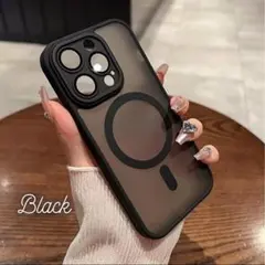 iPhone17 ケース　MagSafe レンズ保護　シンプル　マットクリア黒