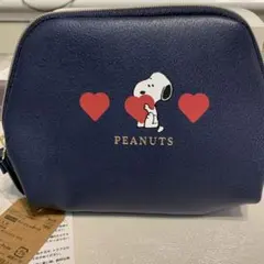 PEANUTS スヌーピー ハートデザイン ポーチ ネイビー