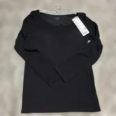 1055ユニクロ極暖ヒートテックリブUネックブラTシャツ長袖　XXL