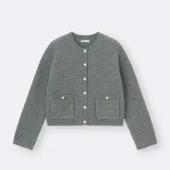 GU ツイーディーニットカーディガン XL GRAY