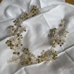 小枝　ヘッドドレス　ゴールド　ブライダルヘッドアクセサリー