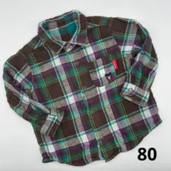 ミキハウス　ダブルB  リバーシブル　チェックシャツ　80