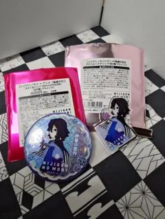 ニジゲンノモリ×鬼滅の刃 アクリルヘアクリップとネオン缶バッジ 伊黒小芭内