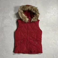 00s ZARA ファーベスト ダイヤキルティング 中綿ダウン Y2K 平成 赤