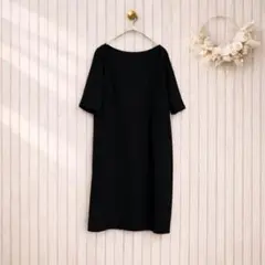 新品 【38】13500円 クードシャンス ブラック 五分袖 ワンピース 日本製