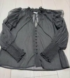 美品　zara フリルシフォンブラウス　ドット