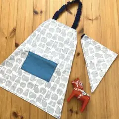 着脱簡単！ 子供エプロン 120 〜 130 三角巾セット☆ くまさん♪
