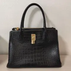 サマンサタバサ クロコ調 ハンドバッグ
