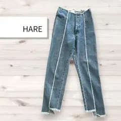 【HARE 】カットオフデザインデニム フリンジストレートパンツ　Sサイズのサムネイル
