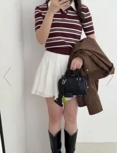 SNIDEL ワンポイントレイヤードポロニットプルオーバー