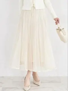 美品 25AW ユナイテッドアローズ シアー コンビプリーツスカート 36