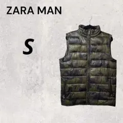 ZARA MAN ザラ 迷彩 ダウンベスト S ジップアップ カモフラージュ