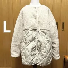 A11 Keitto アイボリー ボア キルティング ジャケット (L) 裏地付