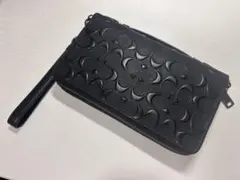 【お値下げ・COACH】大きめのお財布 ダブルジップシグネチャーブラック