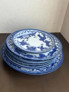 【鍋島華山シリーズ】唐子柄お皿9枚セット有田焼昭和レトロ大皿中皿小皿