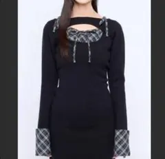 bubbles オープンリボンチェックワンピース M