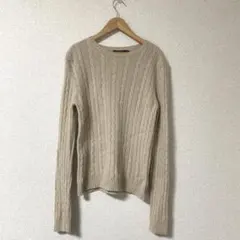 ローレンラルフローレン　カシミヤ100% ケーブル編みニット　ワンポイント刺繍
