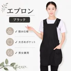 エプロン ブラック 保育士 撥水 大きめポケット 作業用 男女兼用のサムネイル