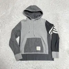 人気 トムブラウン Thom Browne パーカー バイカラー フード グレー