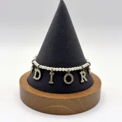 美品✨ディオール　パール　ブレスレット　ロゴ　ラインストーン　星　ゴールド