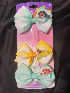 ディズニープリンセス ジャスミン　ベル　アリエル　リボン　ヘアクリップ　子供