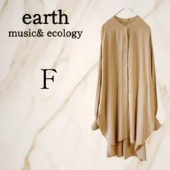 アースミュージックアンドエコロジー【F】バンドカラーチュニックシャツ とろみ素材